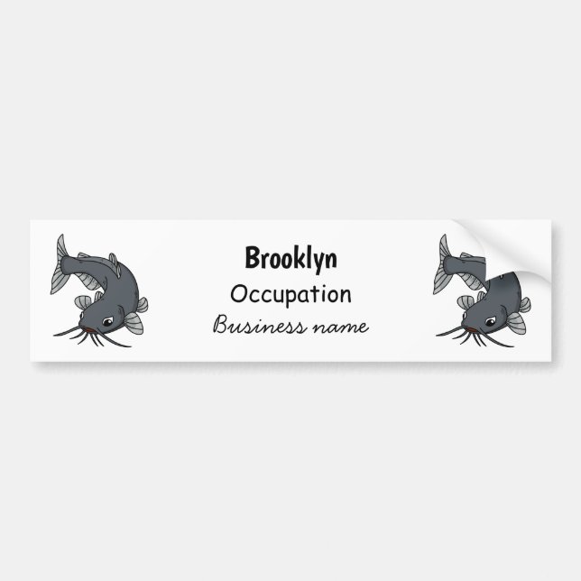 Cute catfish cartoon illustration bumper sticker (Front)