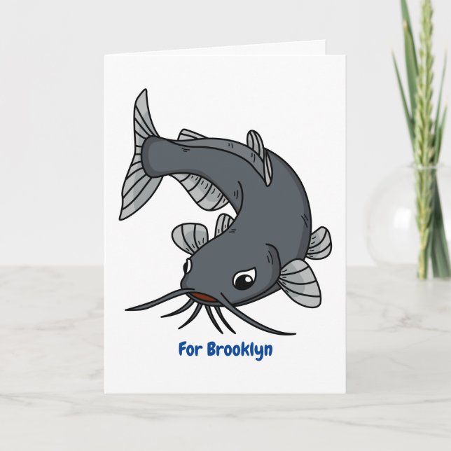 Cute catfish cartoon illustration  card (Front)