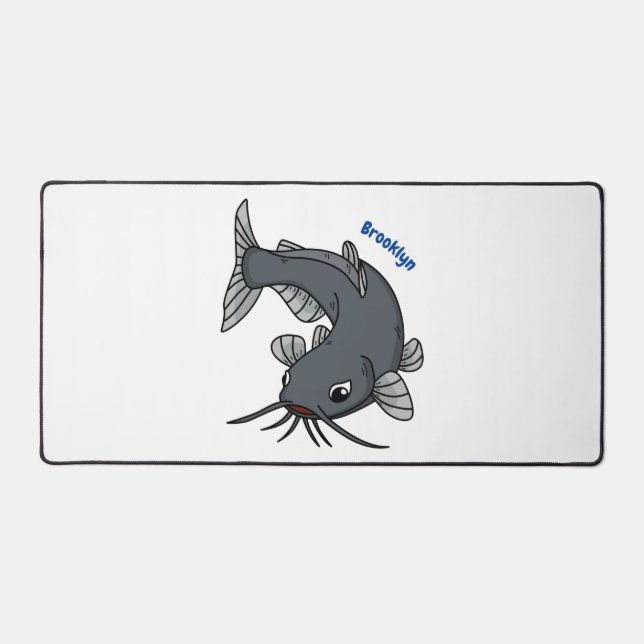 Cute catfish cartoon illustration  desk mat (Front)