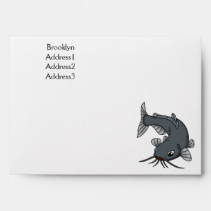 Cute catfish cartoon illustration envelope