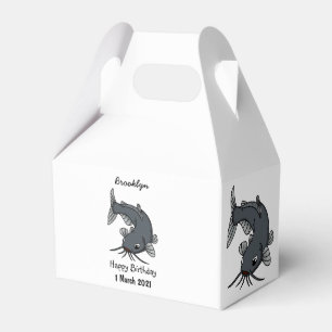 Cute catfish cartoon illustration favour box