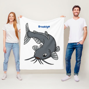 Cute catfish cartoon illustration fleece blanket
