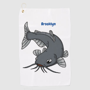 Cute catfish cartoon illustration golf towel