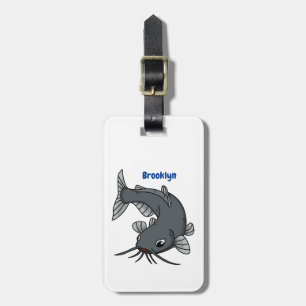 Cute catfish cartoon illustration luggage tag