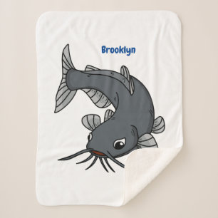 Cute catfish cartoon illustration sherpa blanket