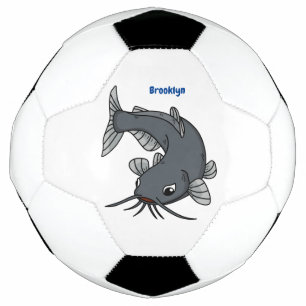 Cute catfish cartoon illustration soccer ball