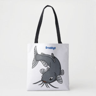 Cute catfish cartoon illustration  tote bag