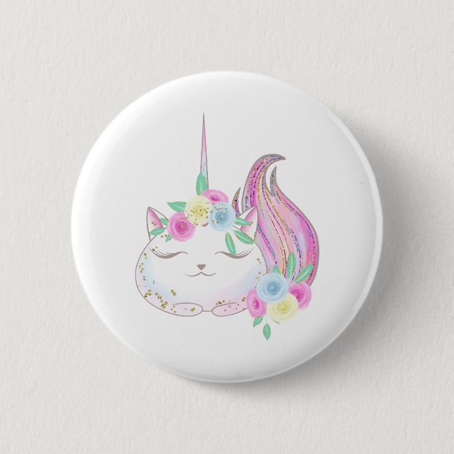 Cute Caticorn 6 Cm Round Badge (Front)