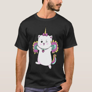Cute Caticorn Cheerleader Cheerleading Cat Unicorn T-Shirt
