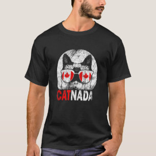 Cute Catnada  Canada Cat Maple Leaf Canadian Sungl T-Shirt