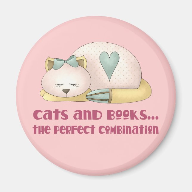 Cute Cats and Books T-shirt Magnet (Front)