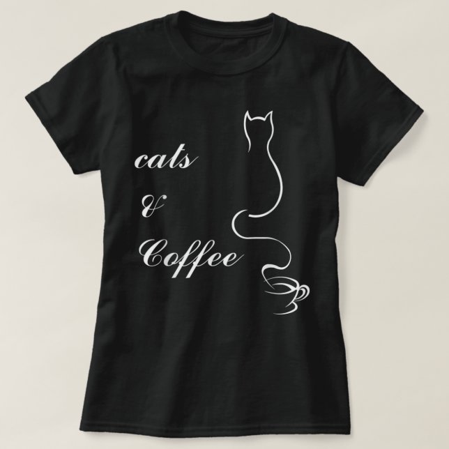 Cute Cats and Coffee  T-Shirt (Design Front)