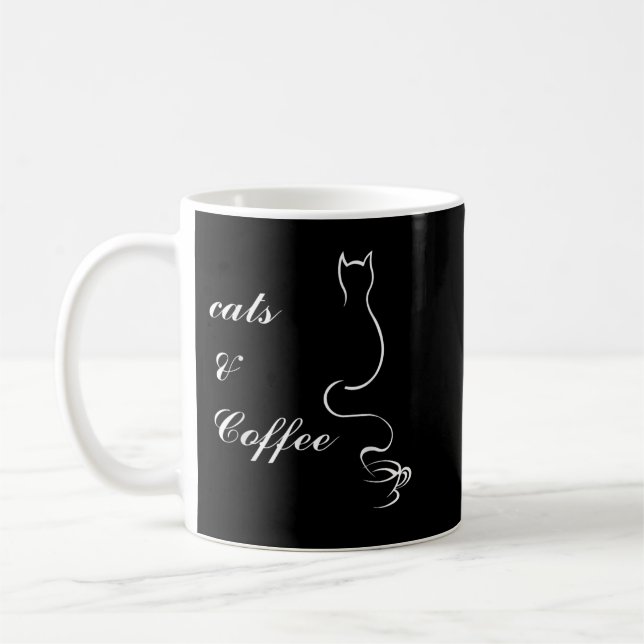 Cute Cats and Coffee TShirt Mug (Left)