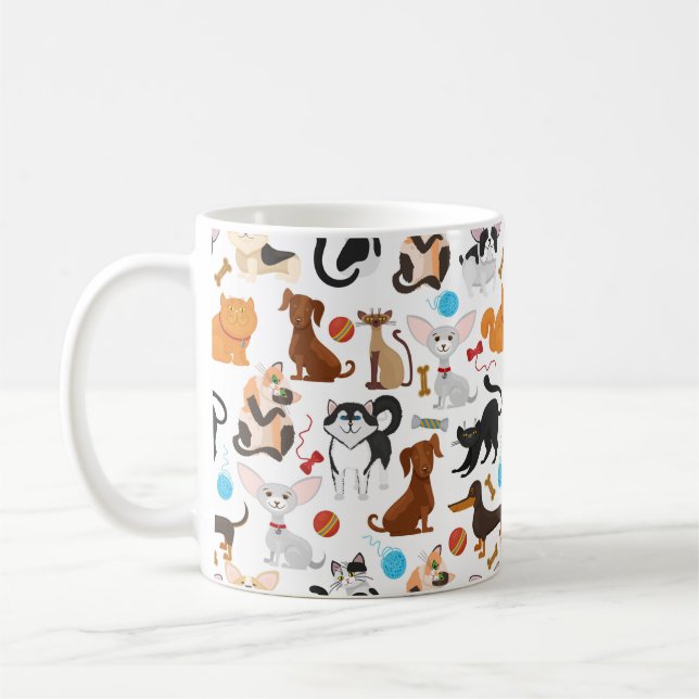 Cute Cats and Dogs Mug (Left)
