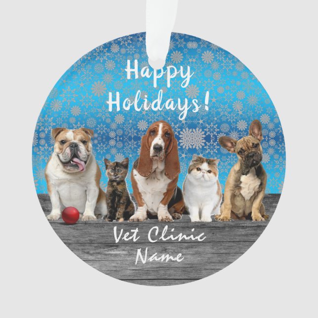 Cute Cats and Dogs Veterinarian Christmas Ornament (Front)