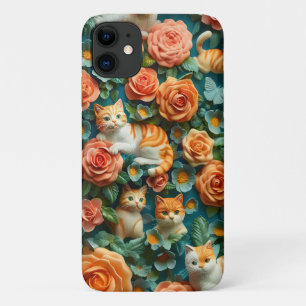 Cute Cats and Flowers Design  Case-Mate iPhone Case