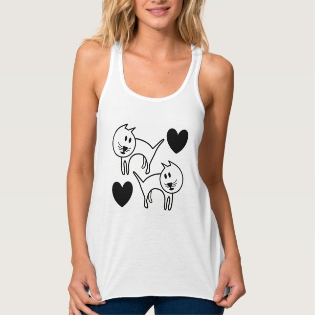 Cute Cats and Hearts Art Singlet (Front)