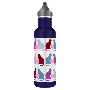 Cute Cats and Hearts Pattern 710 Ml Water Bottle
