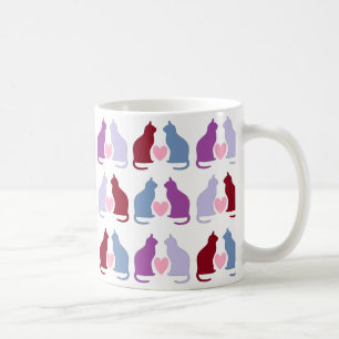 Cute Cats and Hearts Pattern Coffee Mug