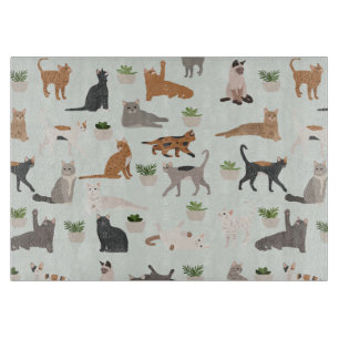 Cute Cats and House Plants Cutting Board