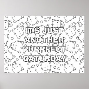 Cute Cats and Polka Dots Large Colouring Poster