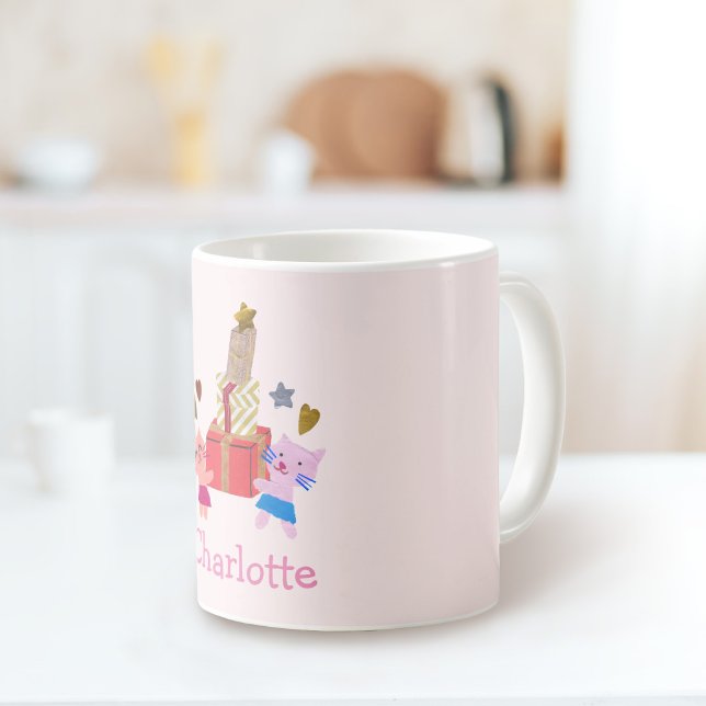 Cute cats and presents| Pink Name Mug (Creator Uploaded)