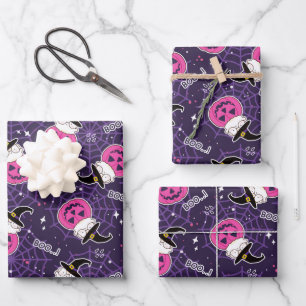 Cute Cats and Pumpkins Halloween Pattern Wrapping Paper Sheet