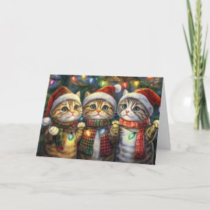 Cute Cats and String Lights Holiday Card