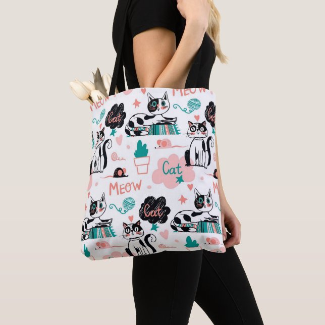 Cute Cats And Words Tote Bag (Close Up)