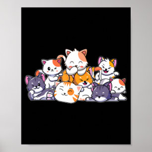 Cute Cats Anime Kawaii Japanese Otaku Neko Gift Wo Poster
