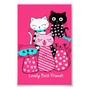 Cute Cats Best Friends Gift Funny Kitten Cat,Kitty Photo Print