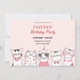 Cute cats birthday invitation
