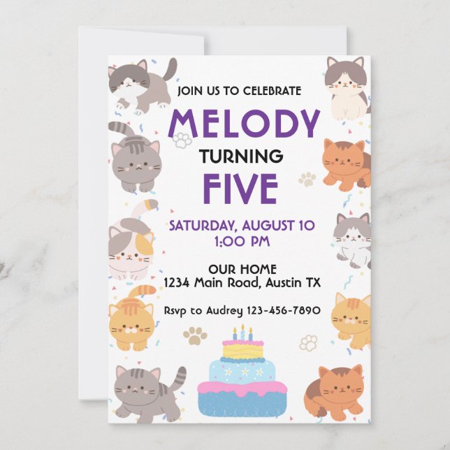 Cute Cats Birthday Invitation (Front)