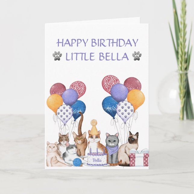 Cute Cats Birthday Party Card (Front)