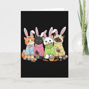 Cute Cats Bunny Ears Kitten Squad Egg Hunt Easter  Card