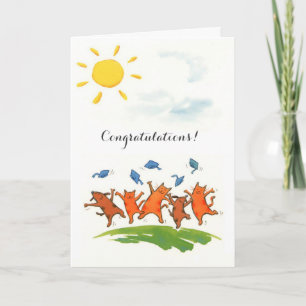 Cute cats caps graduation customisable card