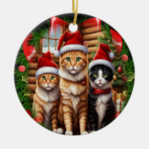 Cute  cats  ceramic tree decoration