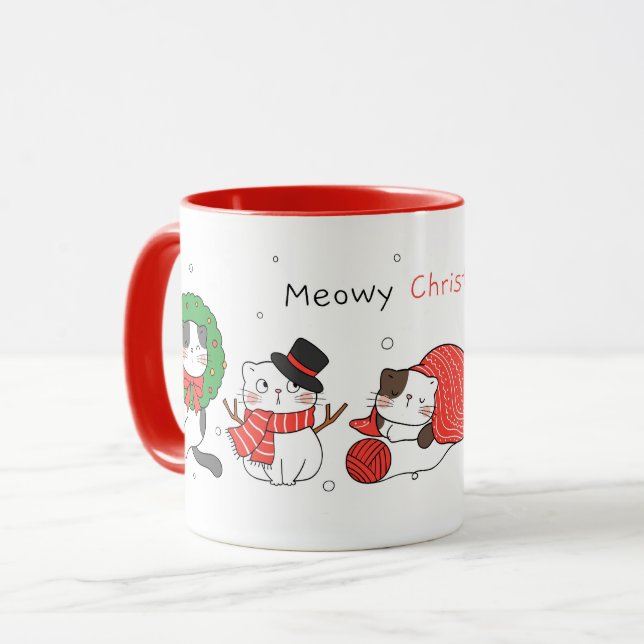 Cute Cats Christmas Mug (Front Left)