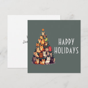Cute Cats Christmas Tree Customisable Holiday Card