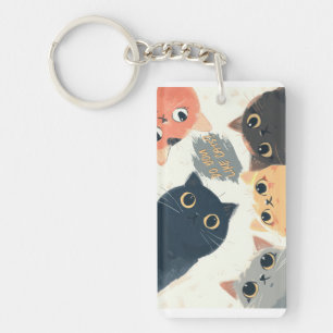 Cute Cats Circle – Kawaii Cat Illustration Key Ring