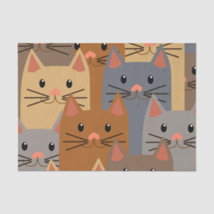 Cute Cats Colourful Cat Face Collage Tissue Paper