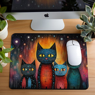 Cute Cats Cosmic Galaxy Art Gift Mouse Pad