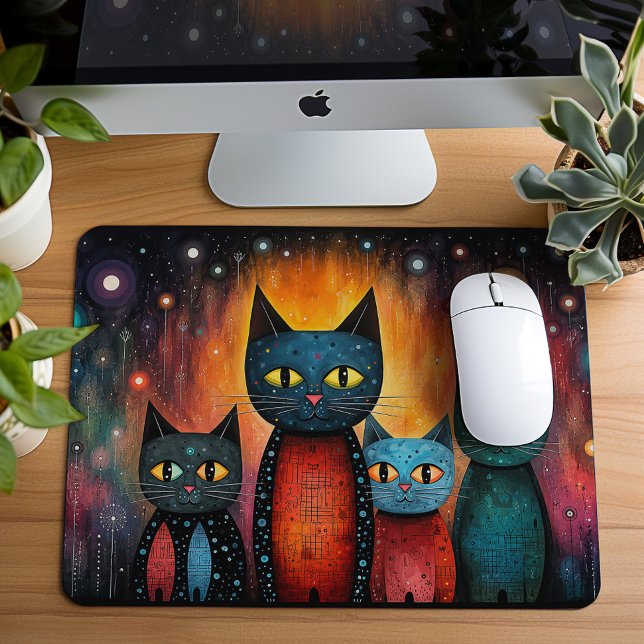 Cute Cats Cosmic Galaxy Art Gift Mouse Pad (Creator Uploaded)
