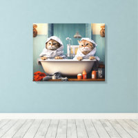 Cute Cats Couple in Bathtub Perfect for Bathroom