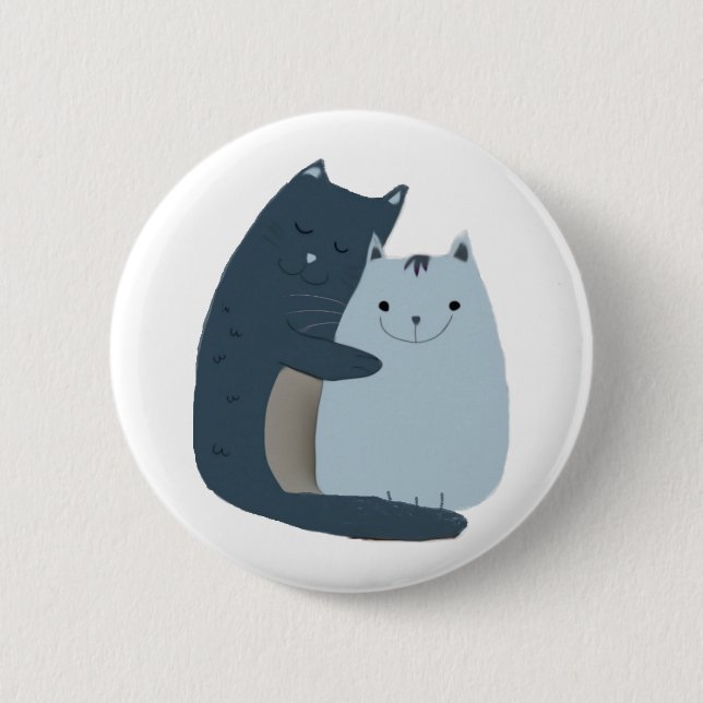 Cute Cats Cuddling Art 6 Cm Round Badge (Front)