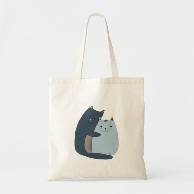Cute Cats Cuddling Art Tote Bag (Front)