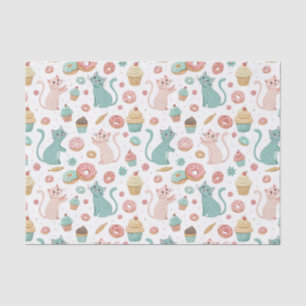Cute Cats & Cupcakes Pattern - Kawaii Kitten Art Tissue Paper