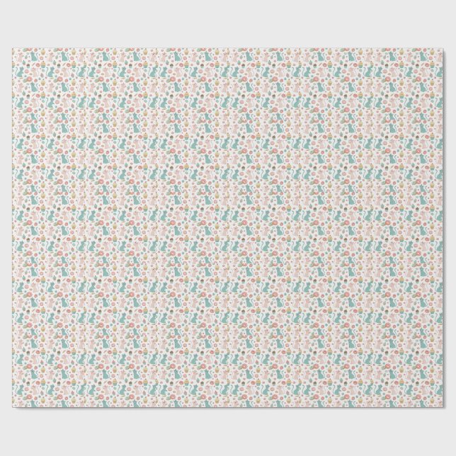 Cute Cats & Cupcakes Pattern - Kawaii Kitten Art Wrapping Paper (Flat)
