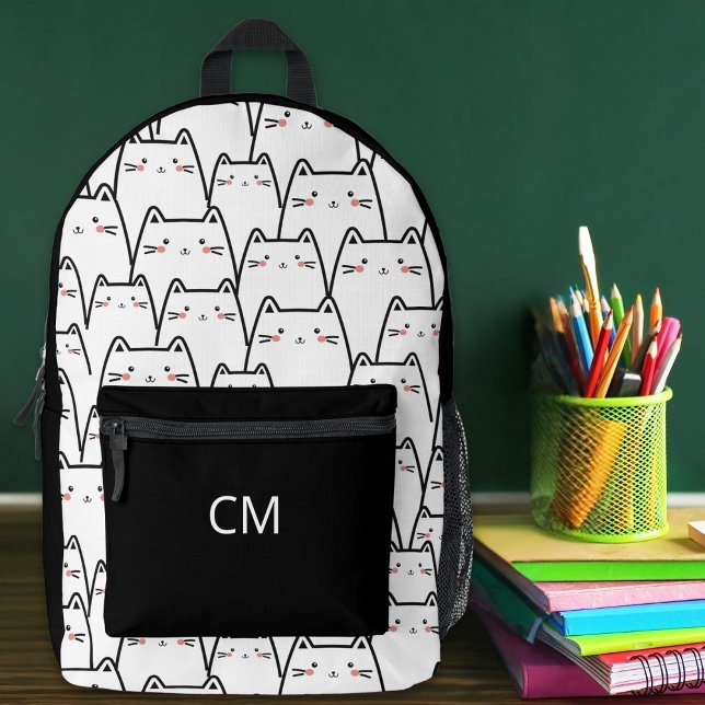 Cute Cats Custom Monogram Backpack  (Creator Uploaded)