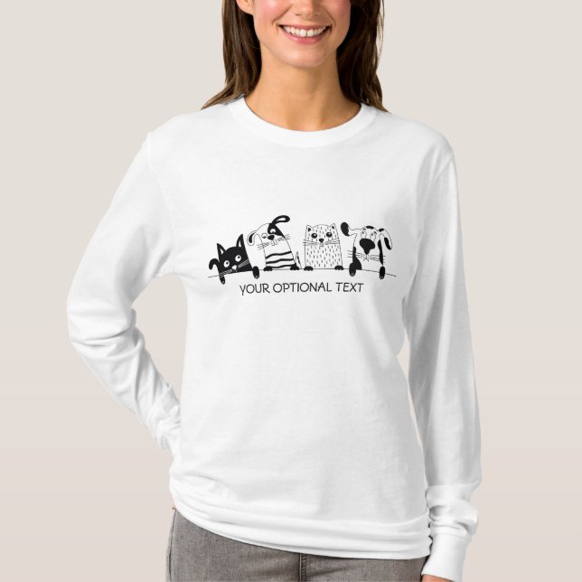 Cute Cats & Dogs custom text clothing T-Shirt (Front)